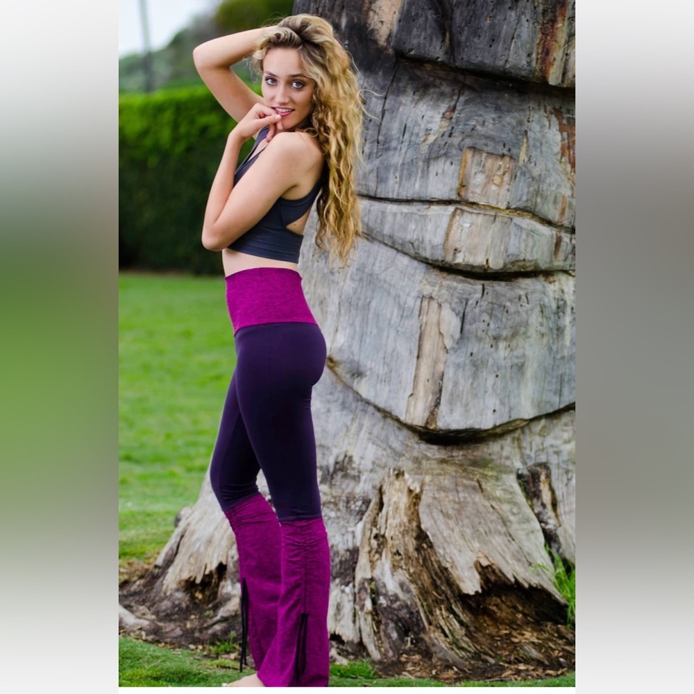 Small BLUE flared bell bottom festival leggings from Nadi Athletica - yoga pants - Picture 2 of 7
